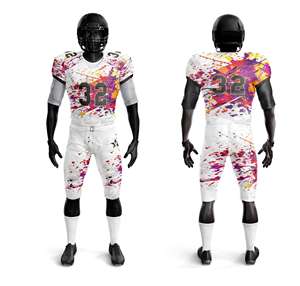 Ensemble de maillots de football américain personnalisés 100% polyester pour hommes et jeunes, impression intégrale sublimée, uniformes d'équipe respirants - Product Image 1