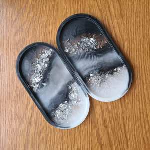 Plateau en résine époxy fait à la main, plateau de service moderne, plateau de service pour gâteaux, jus et aliments, pour la maison, l'hôtel - Product Image 3