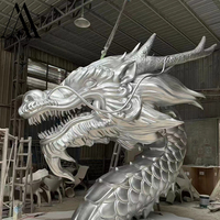 Installation d'un point de repère extérieur Style antique Grande sculpture chinoise à tête de dragon Peinture personnalisée en fibre de verre