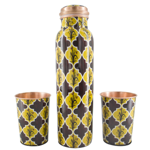 Botella de agua de cobre impresa A prueba de fugas y vasos directos Botella de agua de cobre puro 100% Artesanías de lujo - Product Image 1