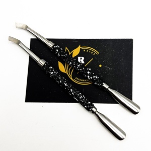 OEM Customized High Quality Eco-Friendly Stainless Steel <b>Manicure</b> Cuticle Pushers Black Handle Durable Box Packing Beauty Use - Product Image 3