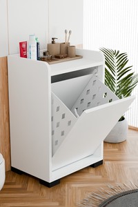 Panier à linge avec couvercle, meuble de rangement pour linge sale, armoire de rangement pour salle de bain - Product Image 2