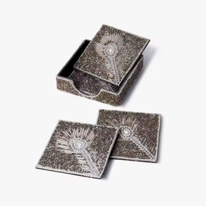 Handmade Beaded Coaster Set Square Drink <b>Mats</b> with Festive Patterns for <b>Christmas</b> <b>Table</b> Decor Gifts Seasonal Use Home Accent - Product Image 4