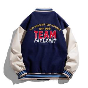 Chaqueta Bomber de estilo universitario para hombre, chaqueta de béisbol con bordado de letras de retales, ropa de calle, pareja - Product Image 4