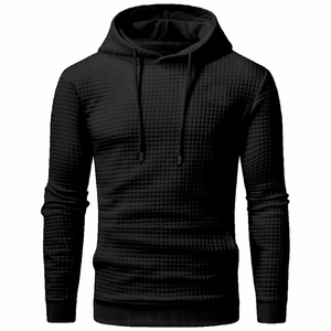 Sweat à capuche noir de qualité supérieure, élégant et chaud, en polaire, pour l'hiver, avec cordons de serrage ajustables - Product Image 1