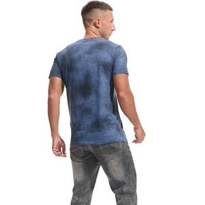 Nueva llegada OEM servicio hombres 100% algodón manga corta cuello redondo hombro pendiente cuello cinta impresa cómoda camiseta - Product Image 2