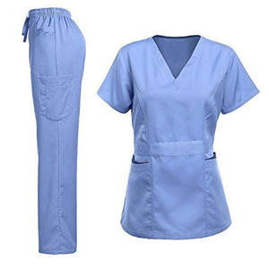 Uniformes de manga corta con diseño de moda, conjunto de uniformes médicos con cuello en V, camisetas y pantalones médicos elásticos suaves, uniformes para mujer - Product Image 1