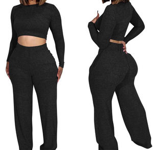 Ensemble de sport décontracté avec logo personnalisé de haute qualité pour femmes, pantalon de jogging oversize à manches longues, ensemble deux pièces à motif uni XL, grande taille - Product Image 4