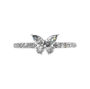 Charmante bague de fiançailles et de mariage en argent sterling 925 avec moissanite, papillon, bijoux fins, design artisanal pour un éclat élégant - Product Image 4