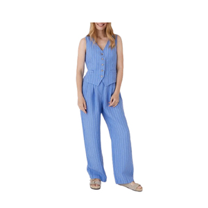 Pantalones de Lino Transpirables para Mujer, Corte Holgado, Bolsillos Laterales, Cintura con Cordón Ajustable, Elásticos, Casuales, de Verano - Product Image 1
