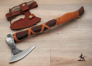Handmade Industrial Grade Carbon Steel Viking <b>Axe</b> with Wooden Handle and Leather Sheath Personalized Gift for Men's Camping - Product Image 3