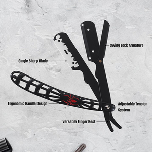 Rasoir à bord droit avec 100 lames à bord unique rasoir de barbier professionnel coupe gorge Shavette Kit de rasoir droit pour hommes - Product Image 3