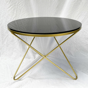 Modern <b>Round</b> Living Room <b>Table</b> with Glass Top & <b>Gold</b>-Bronze Legs 60x60cm Durable Metal Construction TT68127 - Product Image 4