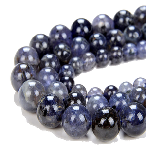Perles de pierre perles d'iolite bleue bijoux en pierre collier de cristal de guérison pierres précieuses lisses en vrac perles de cristal naturel grossiste - Product Image 2