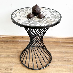 Contemporary Round Living Room <b>Coffee</b> <b>Table</b> CFD68148 with Ceramic Top and Iron <b>Legs</b> Stylish Decorative Furniture - Product Image 6