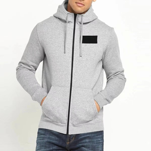 Streetwear de haute qualité 100% coton polaire lourd uni unisexe surdimensionné fermeture éclair complète sweat à capuche thermique - Product Image 1