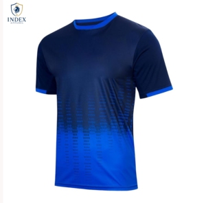 Index Apparel Men's Sublimated Soccer Jersey Crew Neck Short Sleeve Blue Gradient Moisture Wicking <b>Athletic</b> Fit - Product Image 1