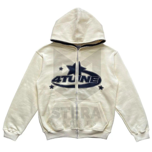 Men's Heavyweight 100% Cotton Full Zip Hoodie with French Terry Embroidery Custom Logo Plain Cropped Design for Winter - Product Image 5