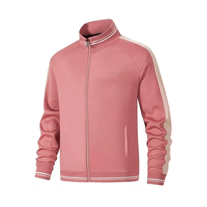 Hot Selling Winter Solid Eco-Friendly Peach Casual 100% Cotton Tracksuit Long Sleeve Zip-Up Jogging <b>Jacket</b> Bottom Sweatsuit - Product Image 2