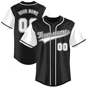 Nueva camiseta de béisbol negra-Camisa abotonada con nombre y número personalizados-Uniforme deportivo para hombres y mujeres, - Product Image 1