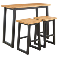 Offre Spéciale : Ensemble Table et Chaises Modernes en Bois d'Hévéa avec Structure en Fer, Origine Vietnam, pour Villa et Ferme – Vente en Gros Direct Usine