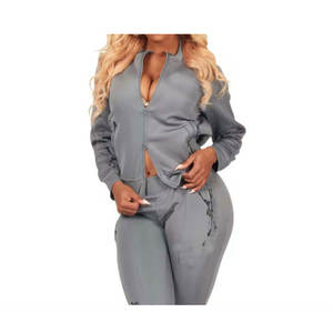 Ensemble sweat-shirt et pantalon évasé unisexe en deux pièces, délavé à l'acide, longueur totale, tricot uni, effet vieilli, pour l'hiver, par un fabricant professionnel - Product Image 1