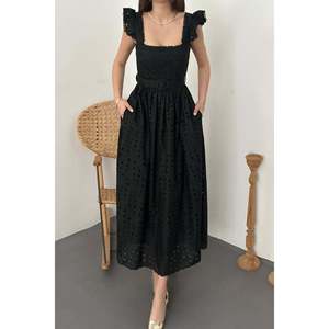 <b>Black</b> <b>Lace</b> Embroidered Dress - <b>Black</b> - Product Image 4