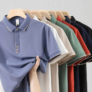 Polo personalizable de manga corta de color sólido para hombre, con cuello vuelto y cremallera, diseño de punto informal inteligente para uso diario - Product Image 2