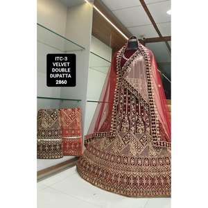 Elegante Lehenga Choli nupcial indio de terciopelo con trabajo de bordado Alta demanda para ocasiones festivas de adultos - Product Image 4