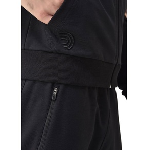 Chándal Deportivo Personalizado para Hombre, Negro Liso, de Felpa, Corte Ajustado, con Paneles, para Adultos - Product Image 3