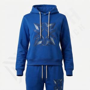 Conjunto Deportivo de Chándal Corto de Manga Larga para Mujer, Invierno 2024, Venta al por Mayor, Nuevo, Liso, Teñido, con Logotipo Personalizado, 100% Algodón - Product Image 1