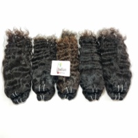 Cheveux humains noirs indiens bruts, ondulés profonds, en vrac, pour tressage, traitement double ondulé profond, sans traitement en machine, pour tissage, vente en gros