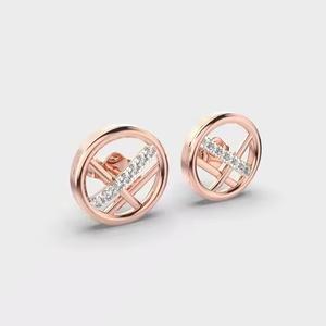 American Diamond Rose Gold Stud <b>Earrings</b> for Women and Girls Fashion Jewellery for Weddings Parties Gifts Daily Use - Product Image 4