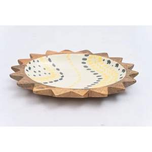 Bol de service en bois en forme de fleur, artisanal, écologique, durable, motif imprimé en émail, design à découpe centrale pour le Ramadan, mariage - Product Image 2