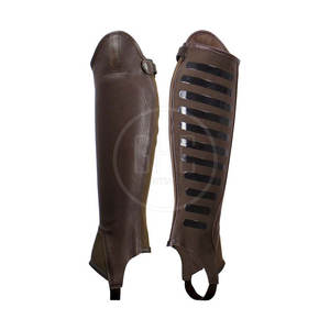 Demi-chaps d'équitation en cuir véritable de haute qualité ensembles et accessoires d'équipement équestre en gros - Product Image 1