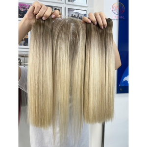 Cabello humano vietnamita alineado con cutícula 100% de calidad superior # Cierre de encaje de color caramelo enraizado 5X5 paquetes rectos naturales - Product Image 5