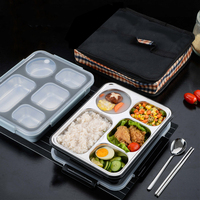 Boîte à lunch isotherme en acier inoxydable 304 avec injection d'eau, 5 compartiments, pour adultes, hommes et femmes