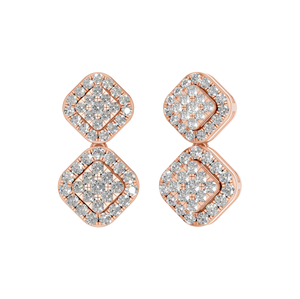 Pendientes de tuerca de diamante cultivado en laboratorio de moda 2025, racimo de forma cuadrada, oro sólido de 14K, joyería fina personalizable para mujeres, OEM ODM - Product Image 1