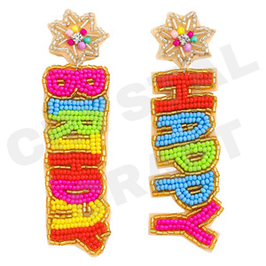 ต่างหูลูกปัดสุขสันต์วันเกิดสำหรับผู้หญิงสีส้มสีขาวสีน้ำเงินสำหรับงานแต่งงานหรือวันรำลึก - Product Image 1