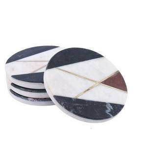 <b>Marble</b> Wooden White Decorative <b>Marble</b> Coasters <b>Marble</b> Pattern Coasters Absorbent Stone Coaster for Table Decoration - Product Image 4
