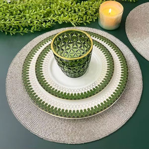 Customized Handmade Luxury Traditional Indian Floral Beaded Placemats 13x13 Inches Eco-friendly Reusable <b>Glass</b> Beads Home - Product Image 1