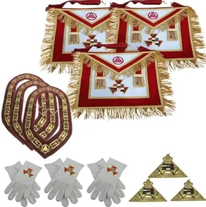 Masonic Regalia Royal Arch Apron Set-High Priest's Full Embroidered Apron (3 Sets) Durable Shape Eco-Friendly Safety <b>Pin</b> <b>Badge</b> - Product Image 5