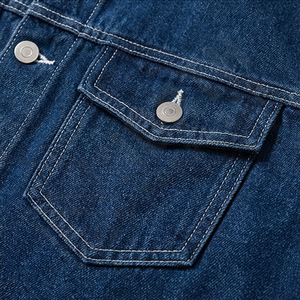 Veste en jean de haute qualité pour homme, col montant, vêtement d'extérieur élégant, logo personnalisable sur le devant, collection tendance - Product Image 5