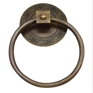 Venta caliente latón personalizado animal cabeza de león anillo antiguo tirar aldaba de puerta de latón - Product Image 3
