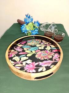 Plateau de service décoratif en bois et résine, design unique, style luxueux, pour cadeau et décoration intérieure, à prix raisonnable - Product Image 2