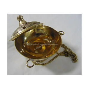 Quemador de carbón de incienso de Metal en relieve chapado en oro antiguo de calidad al por mayor embalaje de caja de aroma de sándalo colgante de madera Irregular - Product Image 4