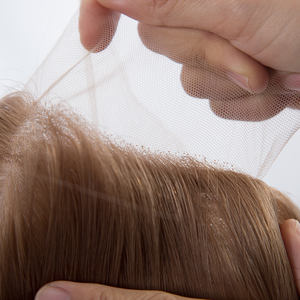 Peluca de Seda en Oferta: Peluca Médica de Encaje Frontal sin Pegamento con Parte Superior de Seda, Color Rubio Ceniza Degradado, Peluca Judía para Mujer - Product Image 5