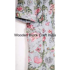 Wholesale <b>Womens</b> Vintage Cotton Kantha Quilted Short <b>Kimono</b> Robe Handmade Indian Festival Fashion Sleepwear Jacket Cozy Wear - Product Image 2