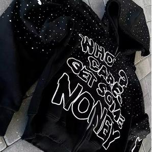 Sweat à capuche personnalisé pour homme en noir avec strass |   Streetwear Premium |   Vente en gros pour la revente |   Fabricant et fournisseur de vêtements OEM - Product Image 5