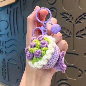 Creative Handmade Crocheted <b>Keychain</b> Pendant Gift with a Rose in Hand - Product Image 6